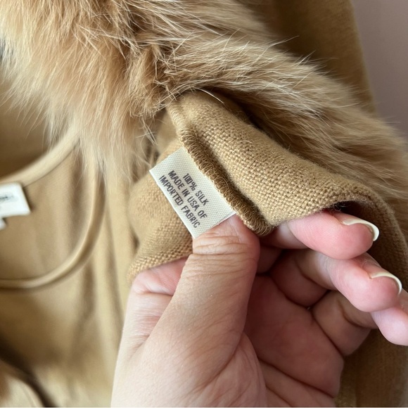 Vintage 90s Heidi Weisel Cashmere Silk Fox Fur Cardigan and Dress Set Size 6 - Picture 9 of 16